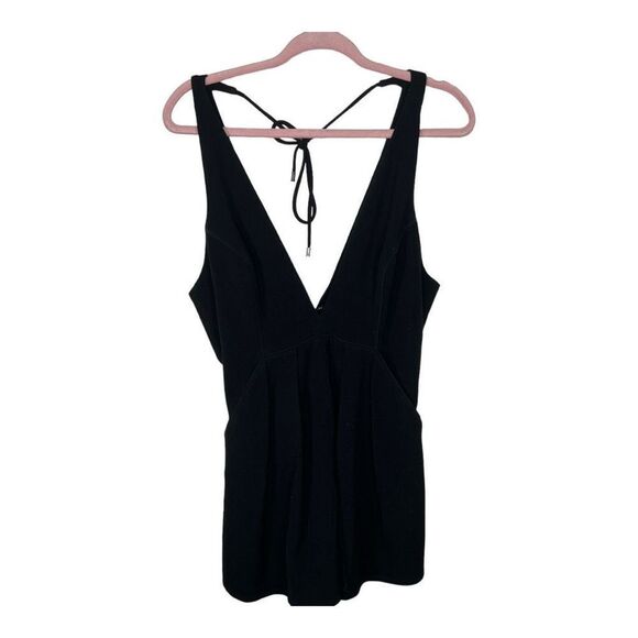 Free People Women's Plunging Neckline Troublemaker Romper Black Size 4 NWOT - Picture 2 of 8
